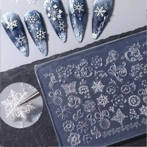 3D Nail Form - Silikon Schablone - Snowflakes/Flowers