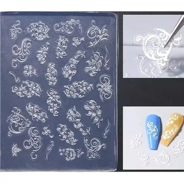 3D Nail Form - Silikon Schablone - Schnörkel