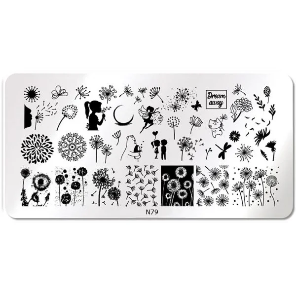 Nail Art Stamping Schablone - N79 Pusteblue Blumen Romantic