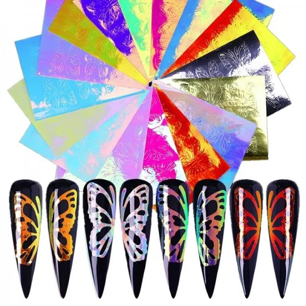 Nail Art Aurora Sticker - Schmetterlinge 16-Teilig Nägel Nail art Nailart Nageldesign Nagel