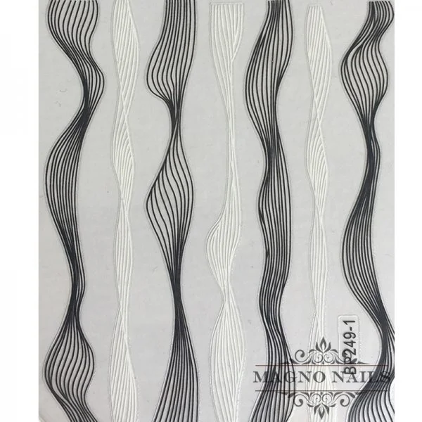 3D Nail Sticker - Welle schwarz - weiß Seblstklebende Aufkleber Nagelsticker Nagelaufkleber