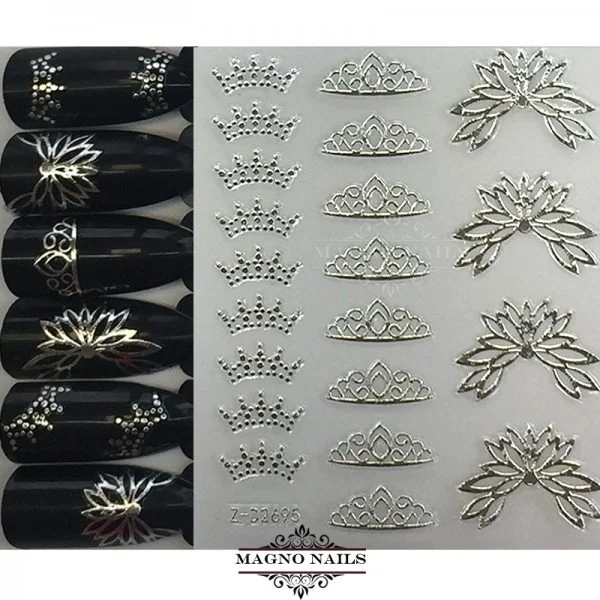 3D Metallic Nail Sticker - silber Seblstklebende Aufkleber Nagelsticker Nagelaufkleber
