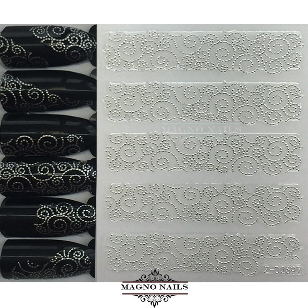 3D Metallic Nail Sticker  - silber Seblstklebende Aufkleber Nagelsticker Nagelaufkleber