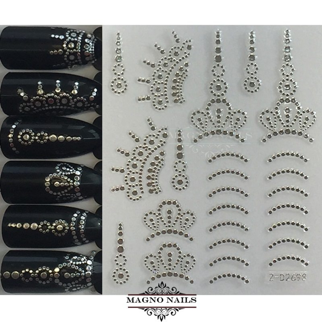 3D Metallic Nail Sticker  - silber Seblstklebende Aufkleber Nagelsticker Nagelaufkleber