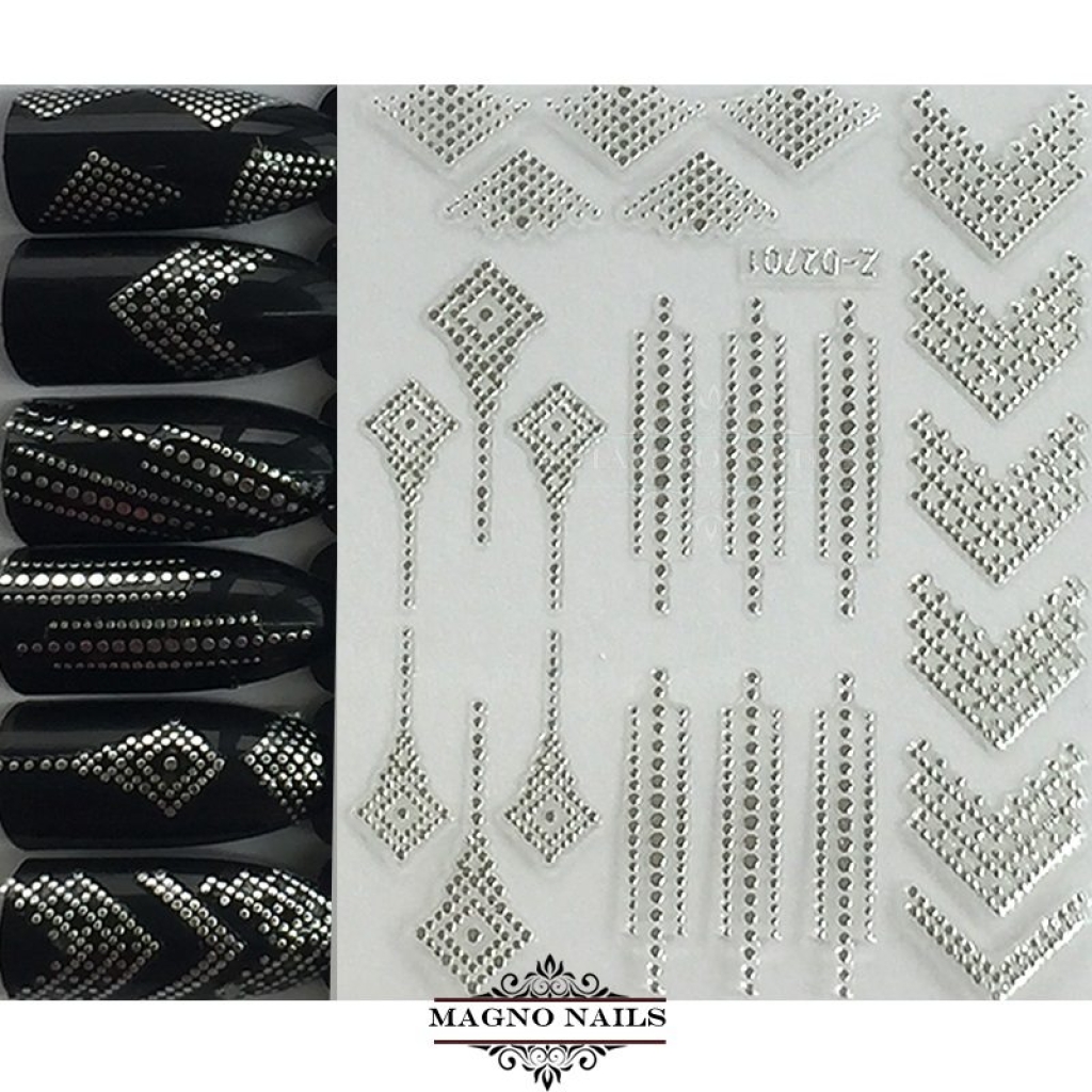 3D Metallic Nail Sticker  - silber Seblstklebende Aufkleber Nagelsticker Nagelaufkleber
