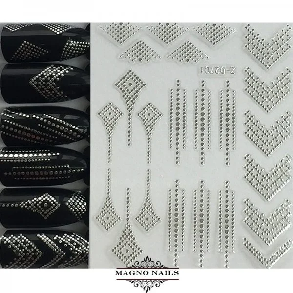 3D Metallic Nail Sticker - silber Seblstklebende Aufkleber Nagelsticker Nagelaufkleber
