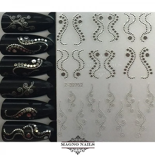 3D Metallic Nail Sticker - silber Seblstklebende Aufkleber Nagelsticker Nagelaufkleber