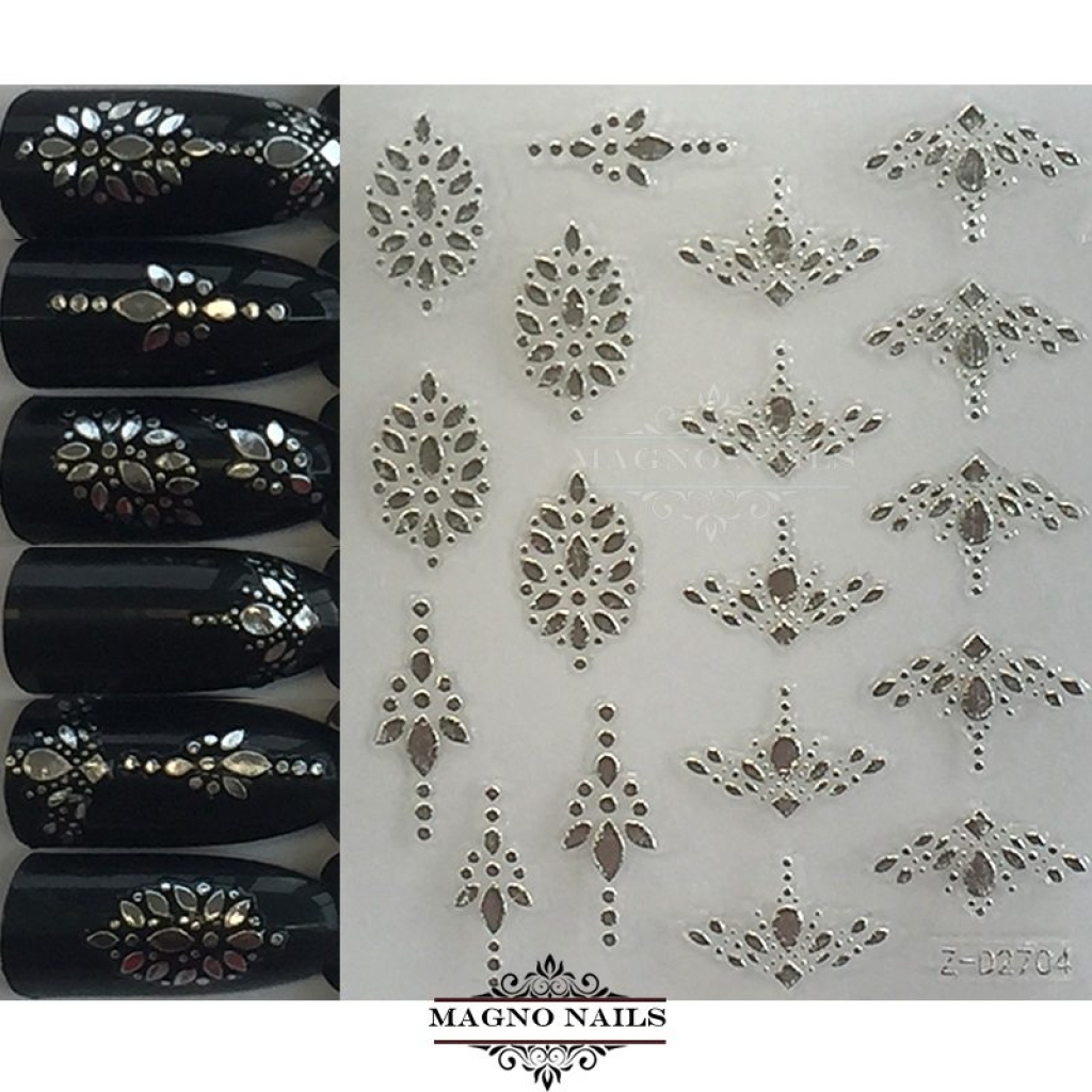 3D Metallic Nail Sticker  - silber Seblstklebende Aufkleber Nagelsticker Nagelaufkleber