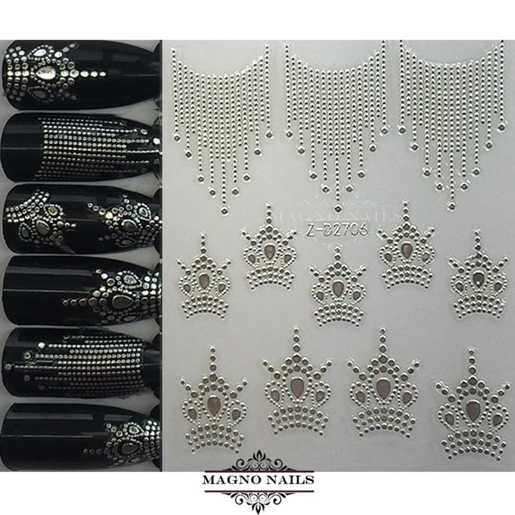3D Metallic Nail Sticker  - silber Seblstklebende Aufkleber Nagelsticker Nagelaufkleber