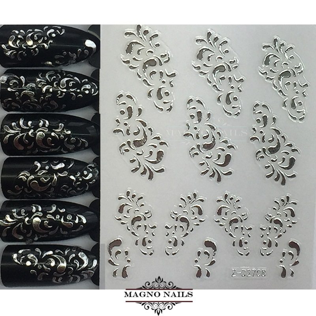 3D Metallic Nail Sticker  - silber Seblstklebende Aufkleber Nagelsticker Nagelaufkleber