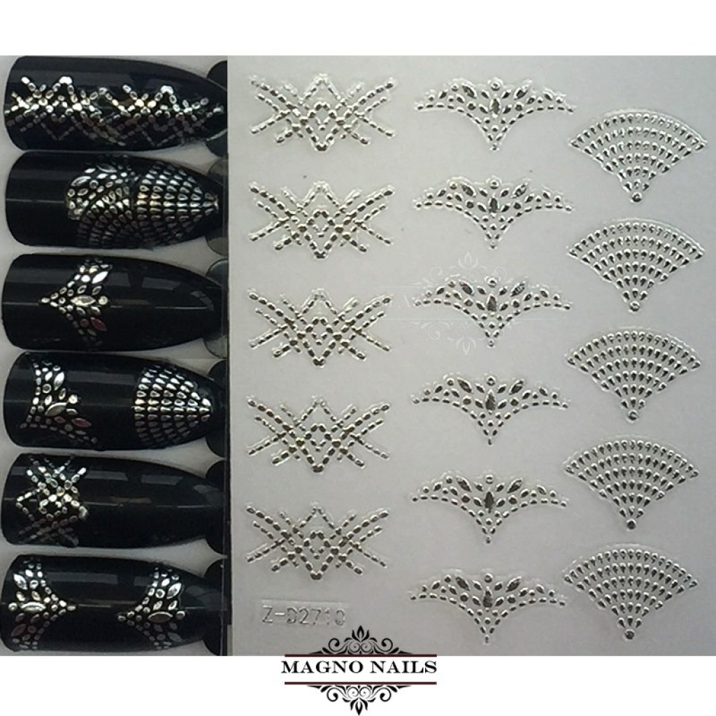 3D Metallic Nail Sticker  - silber Seblstklebende Aufkleber Nagelsticker Nagelaufkleber
