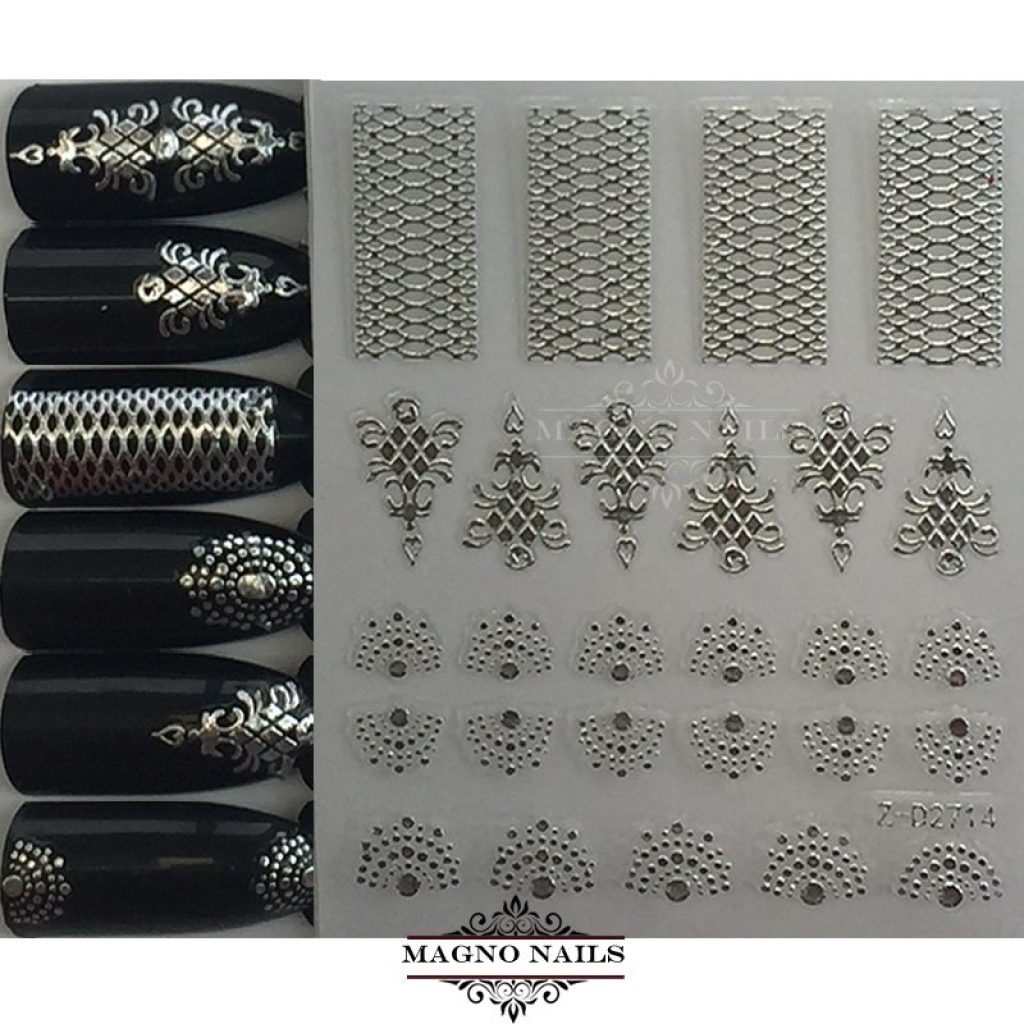 3D Metallic Nail Sticker  - silber Seblstklebende Aufkleber Nagelsticker Nagelaufkleber