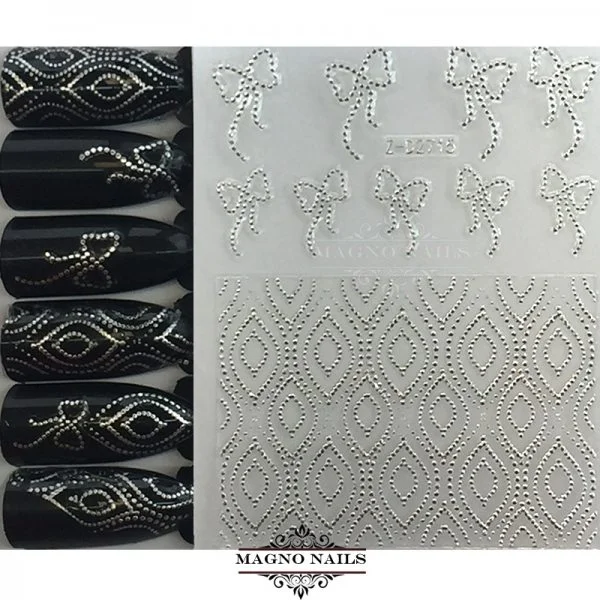 3D Metallic Nail Sticker - silber Seblstklebende Aufkleber Nagelsticker Nagelaufkleber