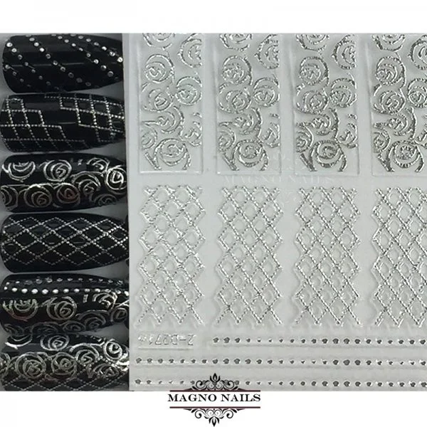 3D Metallic Nail Sticker - silber Seblstklebende Aufkleber Nagelsticker Nagelaufkleber