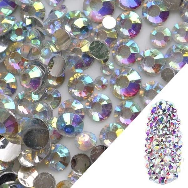 Glas Strasssteine mix rund - Crystal AB Nail Art Nails Nagel Nögel Nailart