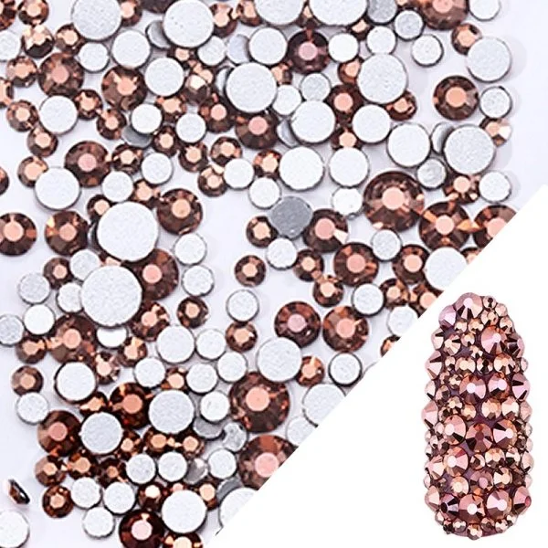 Glas Strasssteine mix rund - Rosegold Nail Art Nails Nagel Nögel Nailart