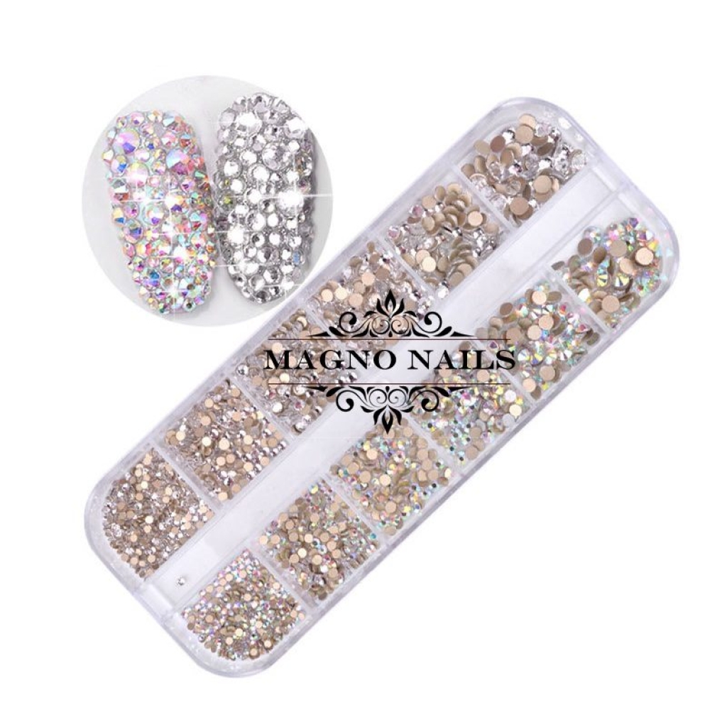 Glas Strasssteine rund -  Crystal - Crystal AB Nail Art Nails Nagel Nögel Nailart