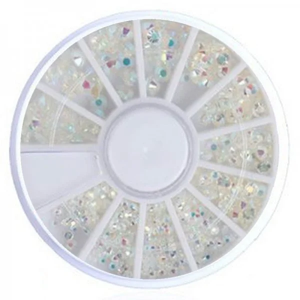 Strasssteine rund in einem Rondell - Pearl AB Nageldesign Nägel Nails Nagelstudio Einleger Nailart