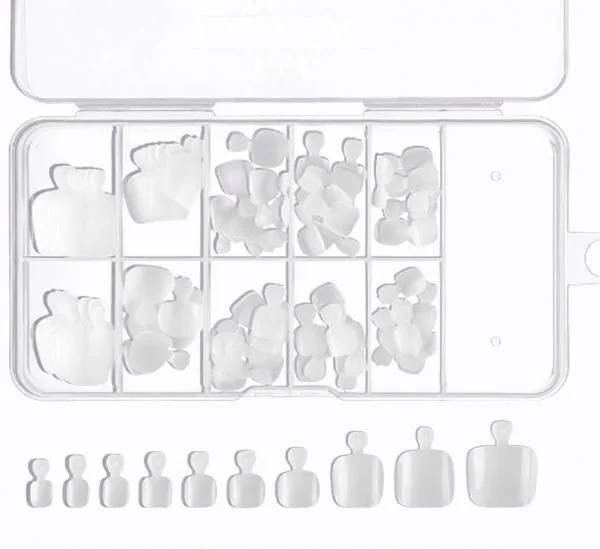 100 x Fußnägel Tips natur in einer Box