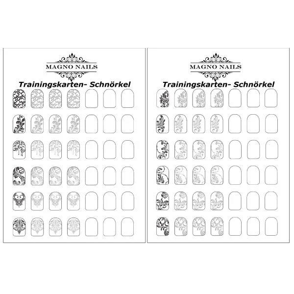 Nail Art Schnörkel Trainingskarte / Übungsbogen