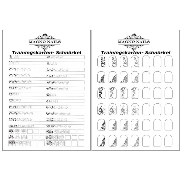 Nail Art Schnörkel Trainingskarte / Übungsbogen
