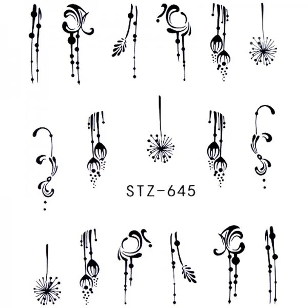 Water Transfer Sticker schwarz Blumen