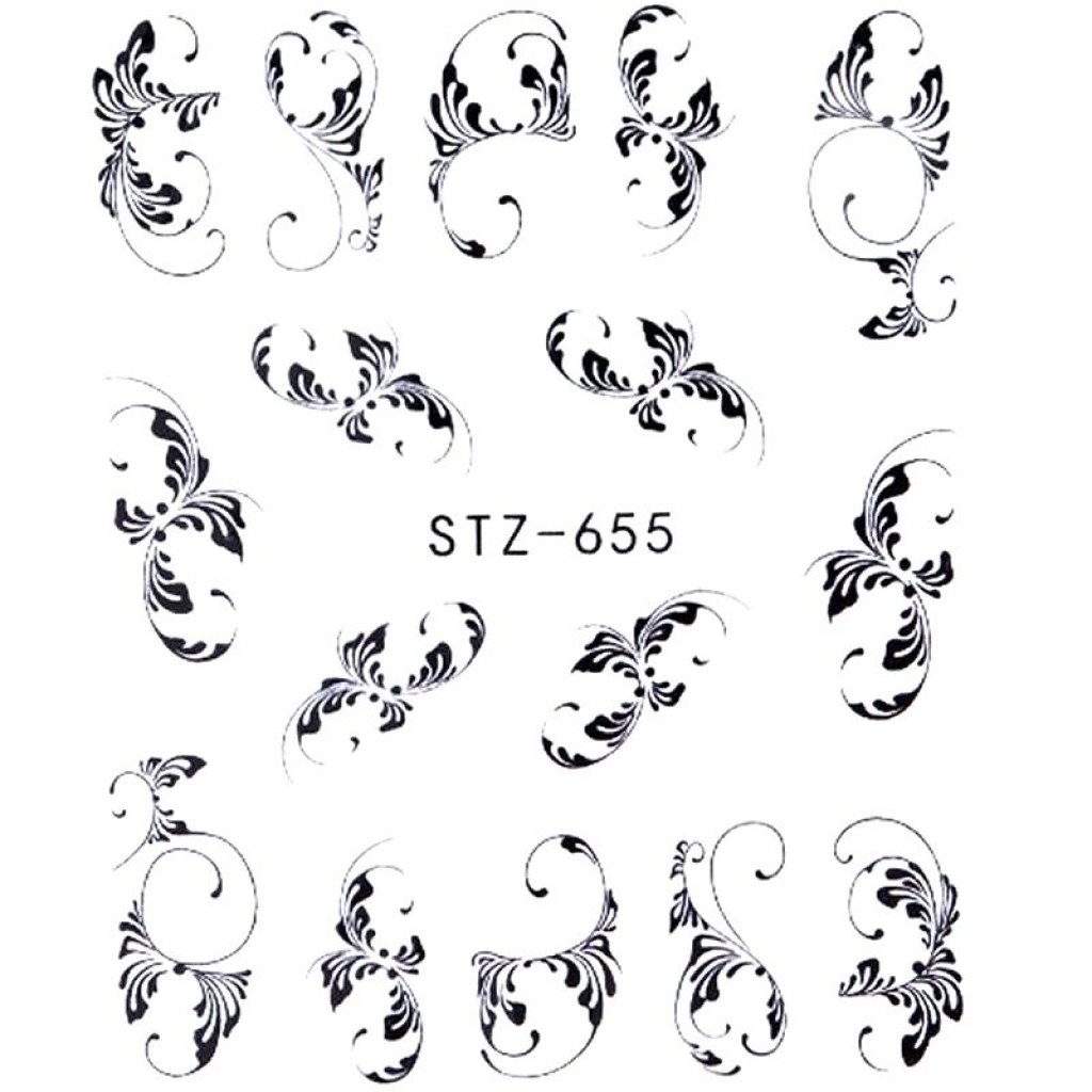 Water Transfer Sticker schwarz Schnörkel