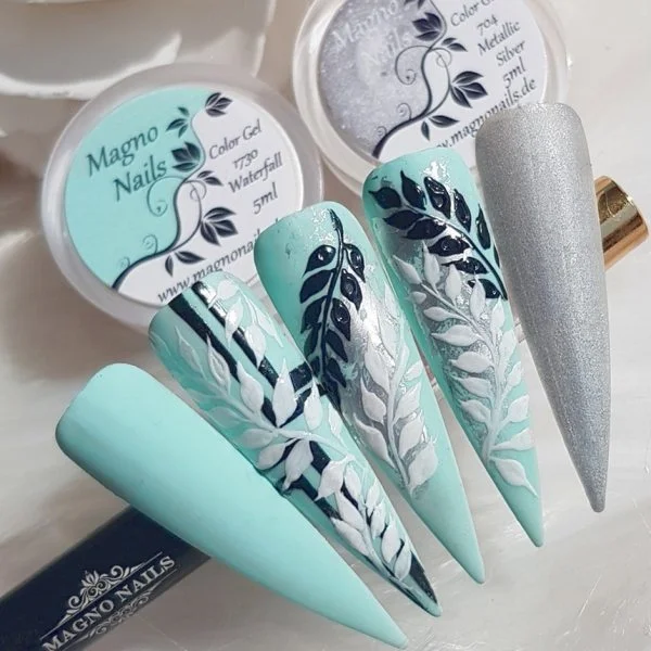 Hellmint Design Silber Sommernägel Sommerfarben Ideen Nägel Gel Tolle Ideen