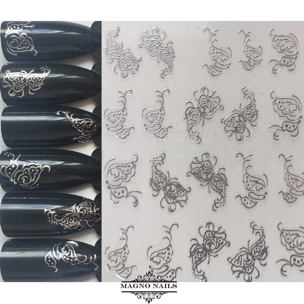 3D Metallic Nail Sticker  - silber Seblstklebende Aufkleber Nagelsticker Nagelaufkleber