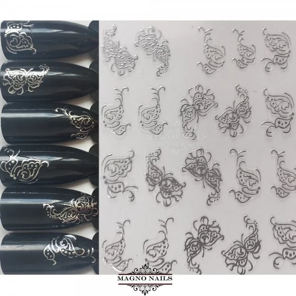 3D Metallic Nail Sticker - silber Seblstklebende Aufkleber Nagelsticker Nagelaufkleber