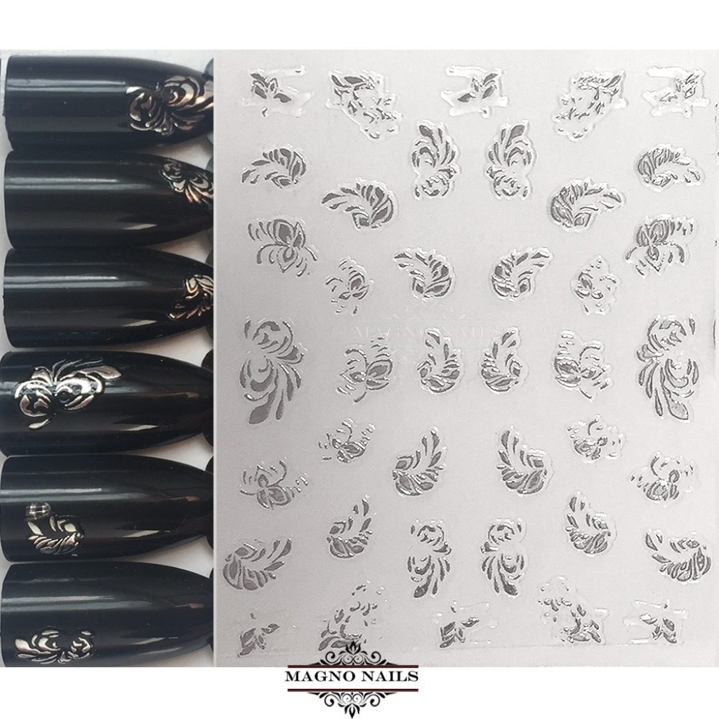 3D Metallic Nail Sticker  - silber Seblstklebende Aufkleber Nagelsticker Nagelaufkleber