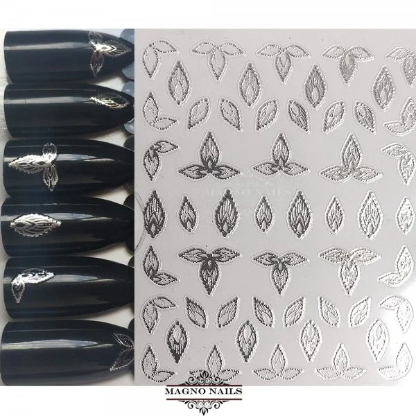 3D Metallic Nail Sticker - silber Seblstklebende Aufkleber Nagelsticker Nagelaufkleber