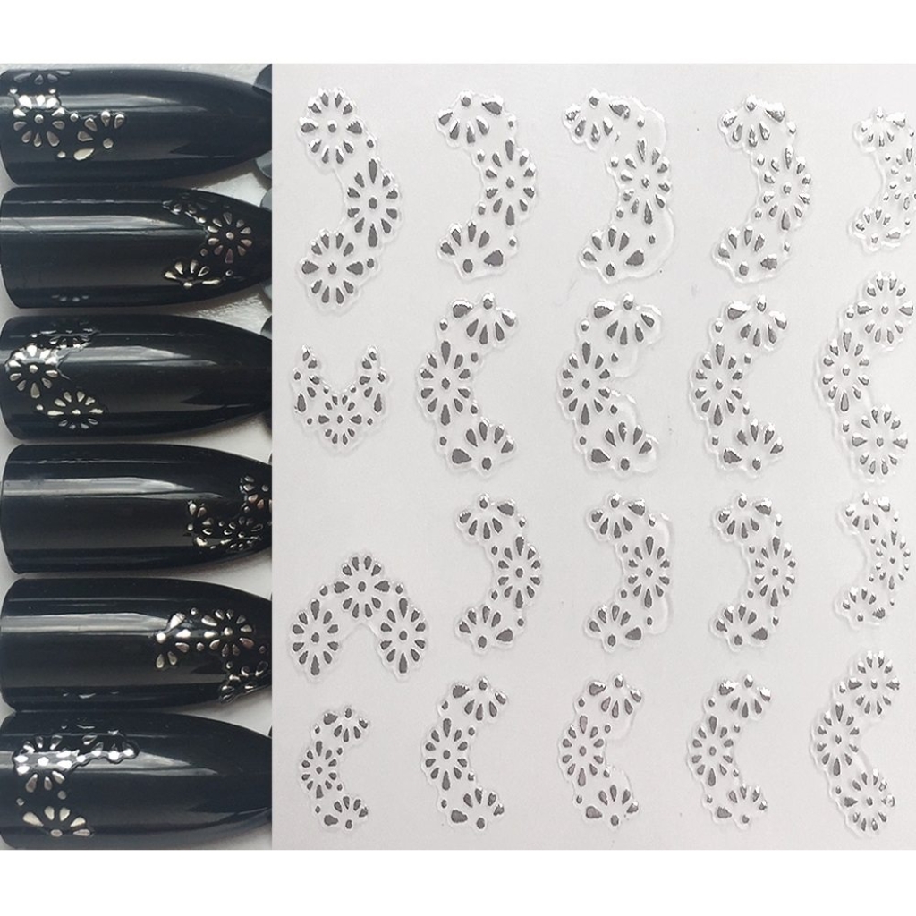 3D Metallic Nail Sticker  - silber Seblstklebende Aufkleber Nagelsticker Nagelaufkleber