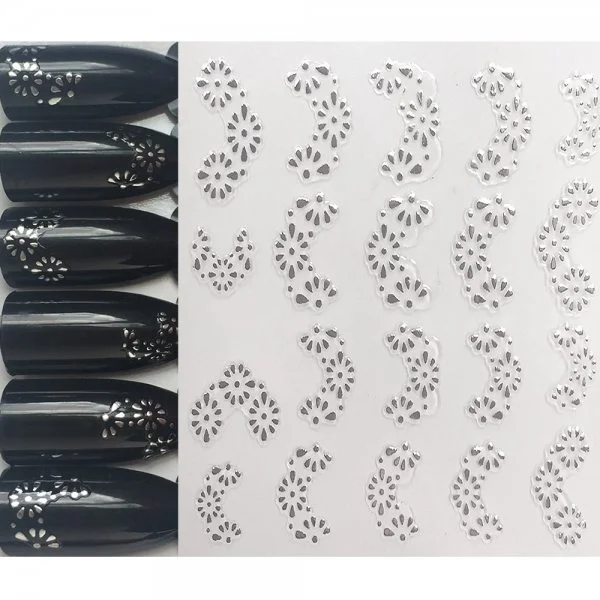 3D Metallic Nail Sticker - silber Seblstklebende Aufkleber Nagelsticker Nagelaufkleber