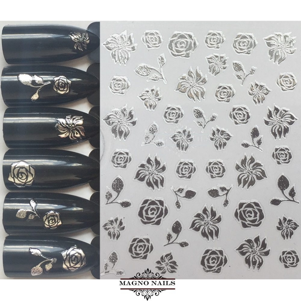 3D Metallic Nail Sticker  - silber Seblstklebende Aufkleber Nagelsticker Nagelaufkleber