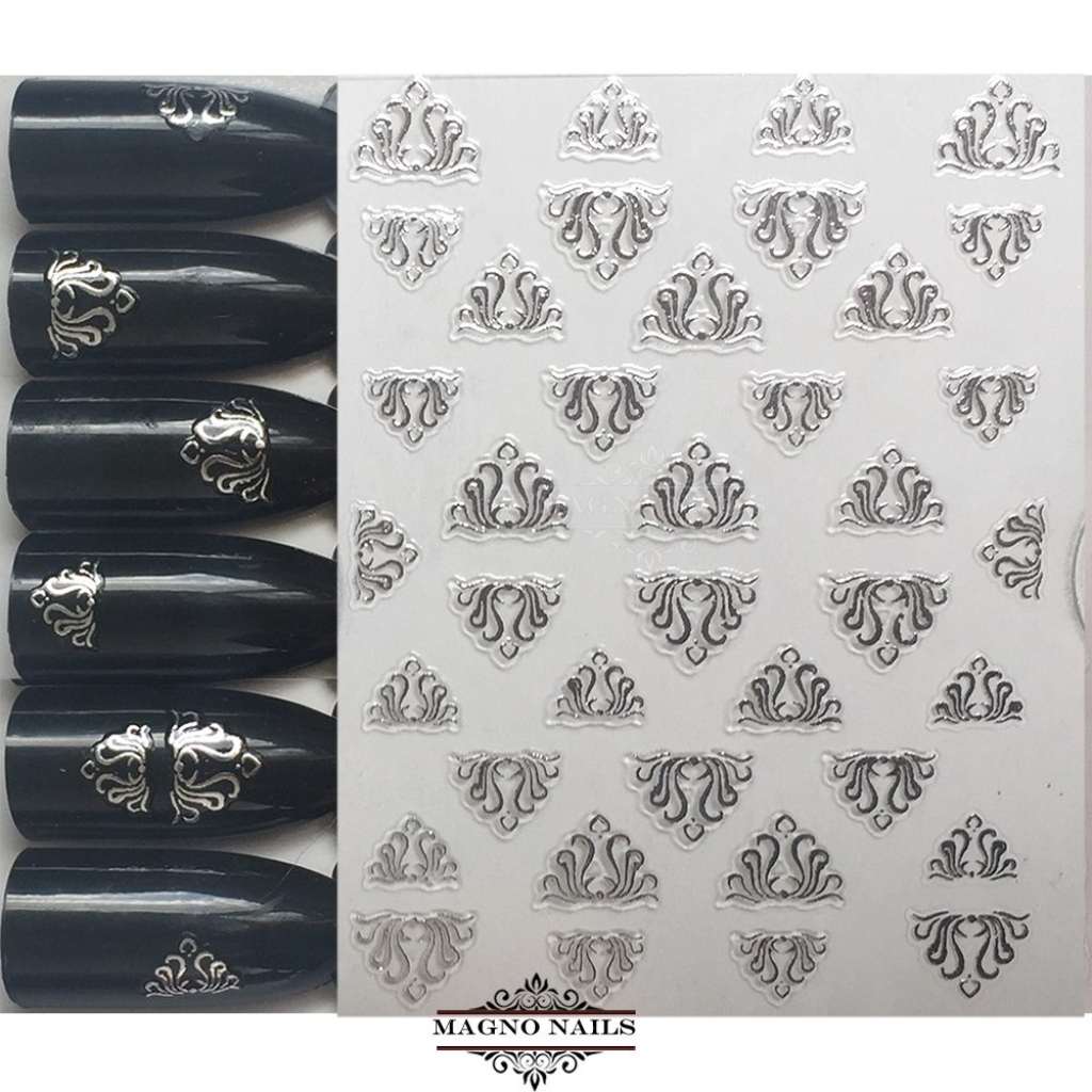 3D Metallic Nail Sticker  - silber Seblstklebende Aufkleber Nagelsticker Nagelaufkleber+
