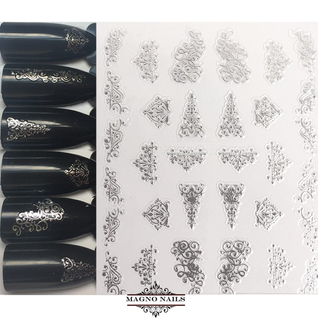 3D Metallic Nail Sticker  - silber Seblstklebende Aufkleber Nagelsticker Nagelaufkleber