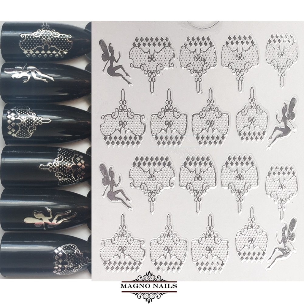 3D Metallic Nail Sticker  - silber Seblstklebende Aufkleber Nagelsticker Nagelaufkleber