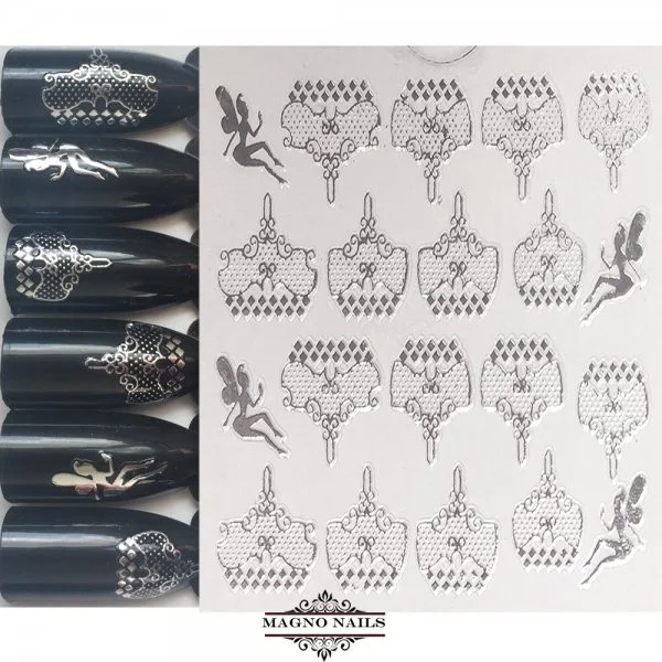 3D Metallic Nail Sticker - silber Seblstklebende Aufkleber Nagelsticker Nagelaufkleber