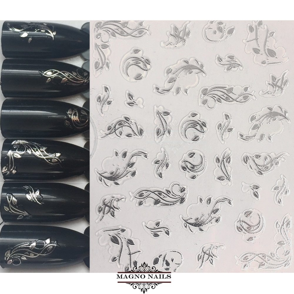 3D Metallic Nail Sticker  - silber Seblstklebende Aufkleber Nagelsticker Nagelaufkleber