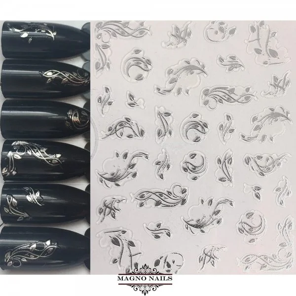 3D Metallic Nail Sticker - silber Seblstklebende Aufkleber Nagelsticker Nagelaufkleber