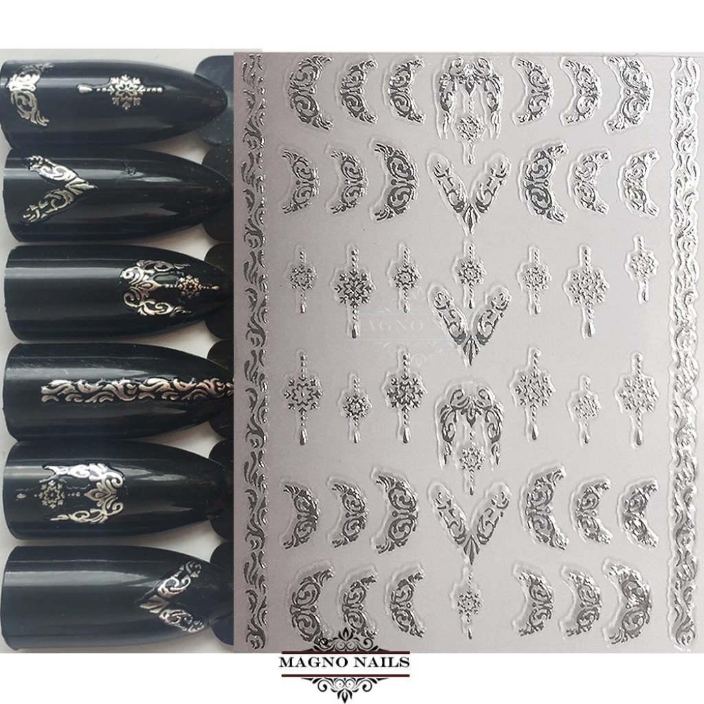 3D Metallic Nail Sticker  - silber Seblstklebende Aufkleber Nagelsticker Nagelaufkleber