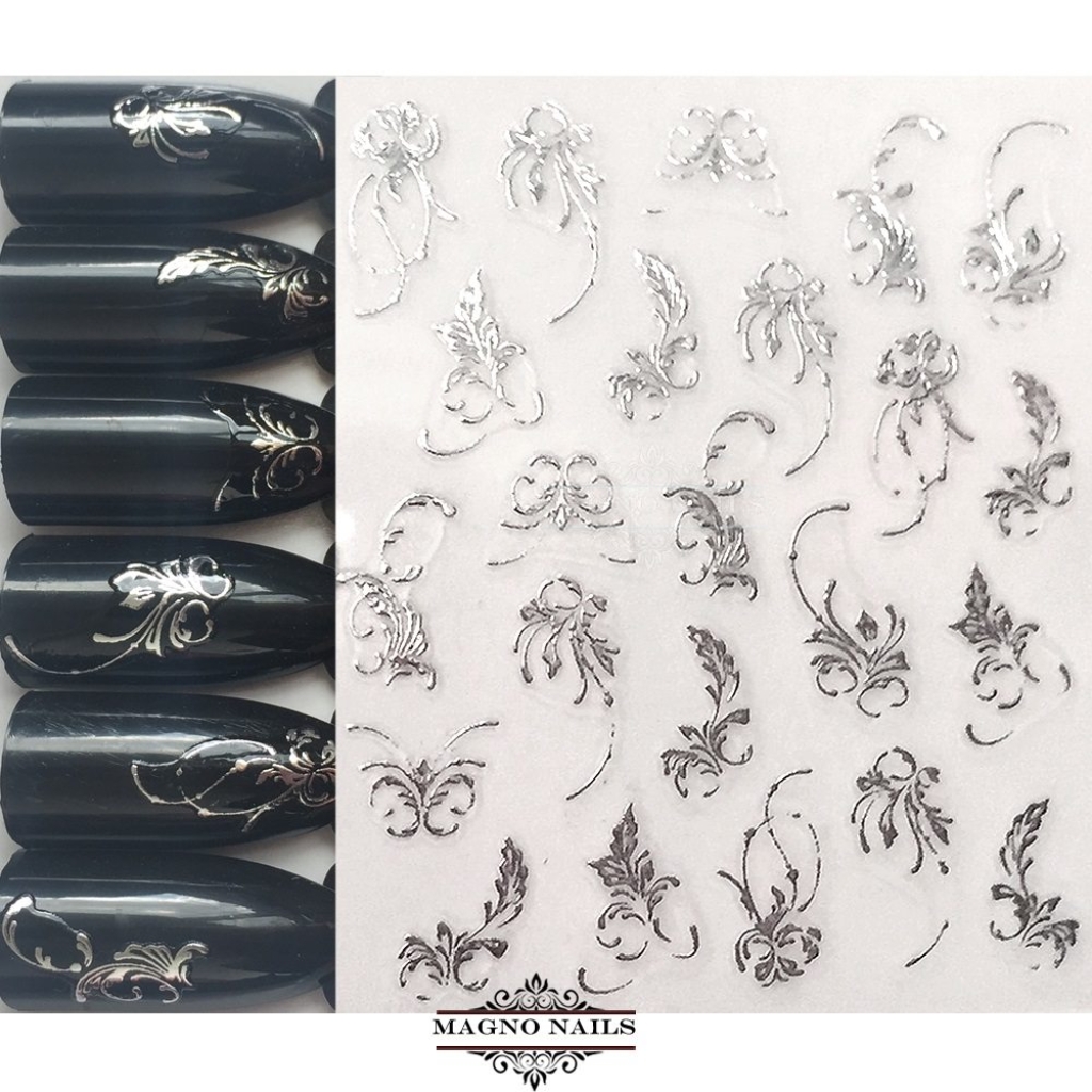 3D Metallic Nail Sticker  - silber Seblstklebende Aufkleber Nagelsticker Nagelaufkleber