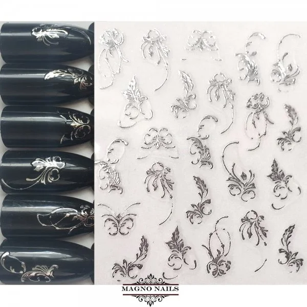 3D Metallic Nail Sticker - silber Seblstklebende Aufkleber Nagelsticker Nagelaufkleber