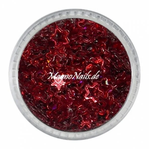 Glitter Shapes - Einlegemotive - Blumen / Sterne weinrot metallic Nail Art Nails Nagel Nögel Nailart Einleger