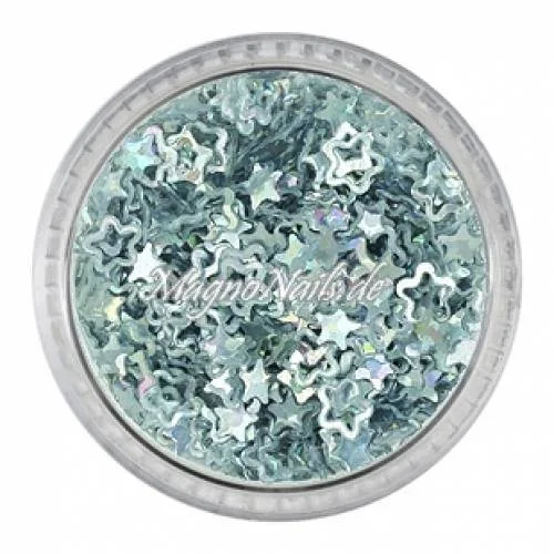 Glitter Shapes - Einlegemotive - Blumen / Sterne silber Nail Art Nails Nagel Nögel Nailart Einleger