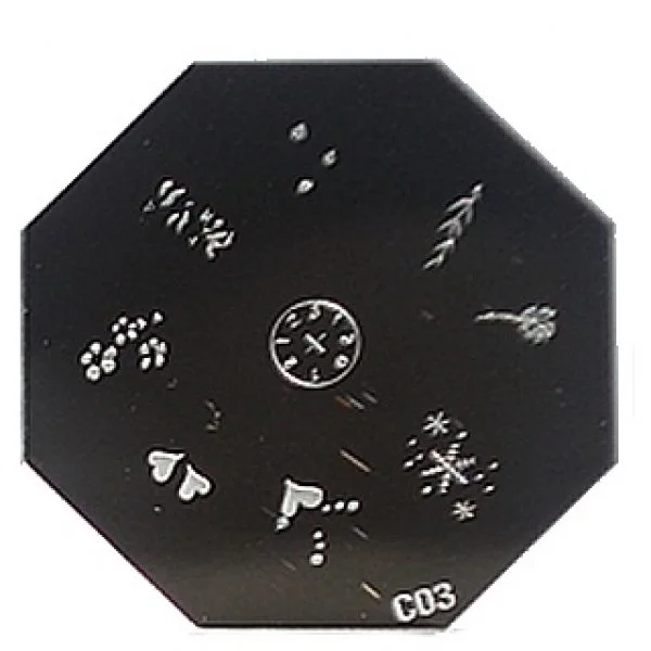 Nail Art Stamping Schablone C03 Herzen Schneeflocken
