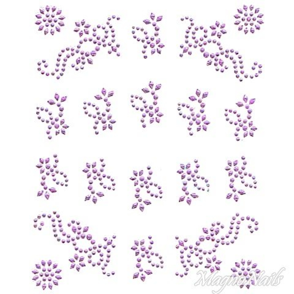 Crystal Nail Sticker - Bindis - lila Strasssteine Strass Aufkleber selbstklebende Nailar Nail art