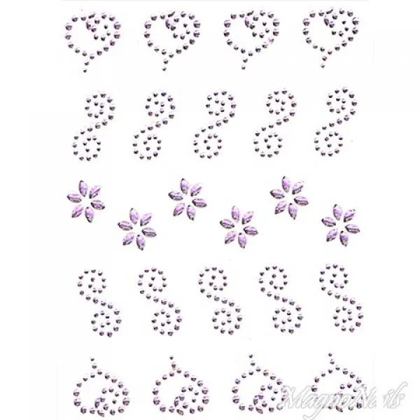 Crystal Nail Sticker - Bindis - lila Strasssteine Strass Aufkleber selbstklebende Nailar Nail art