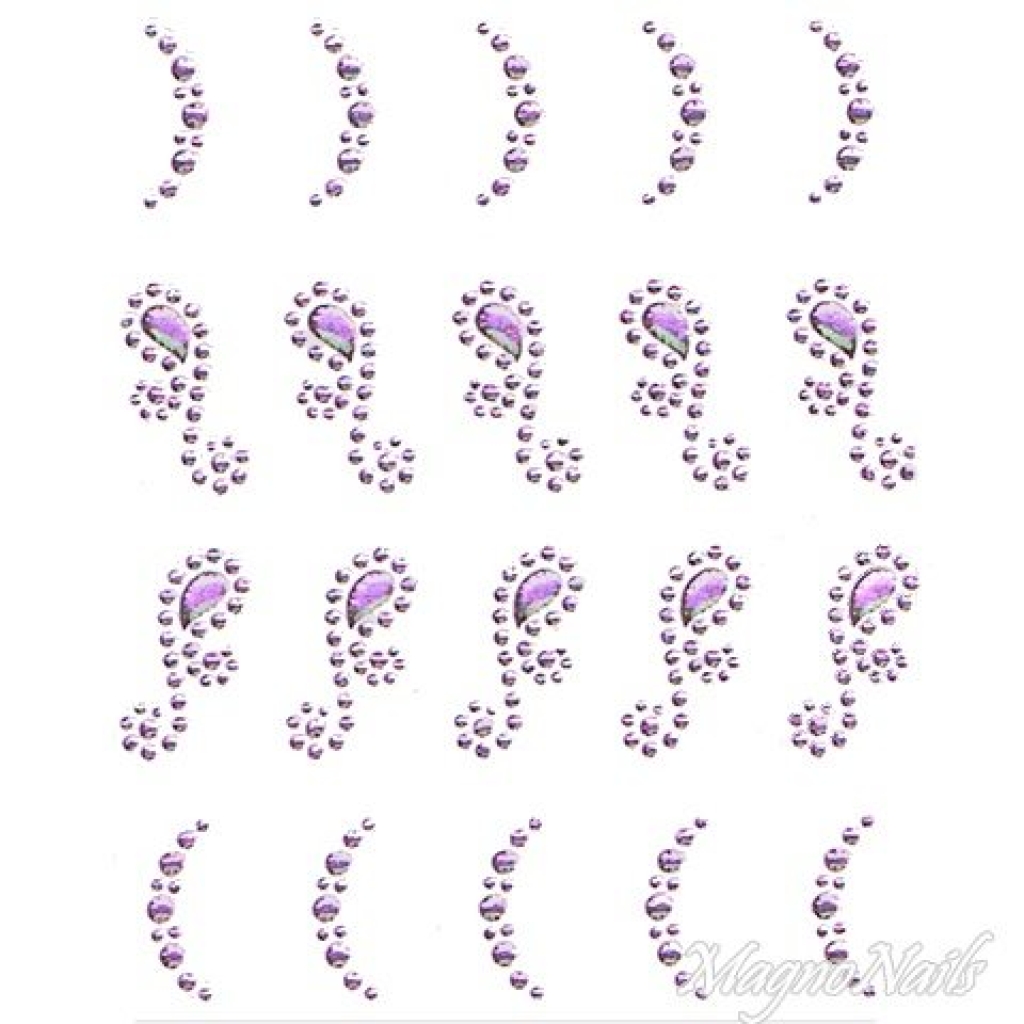Crystal Nail Sticker - Bindis - lila Strasssteine Strass Aufkleber selbstklebende Nailar Nail art